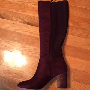 BCBG Burgundy Suede Knee High Boot with Heel